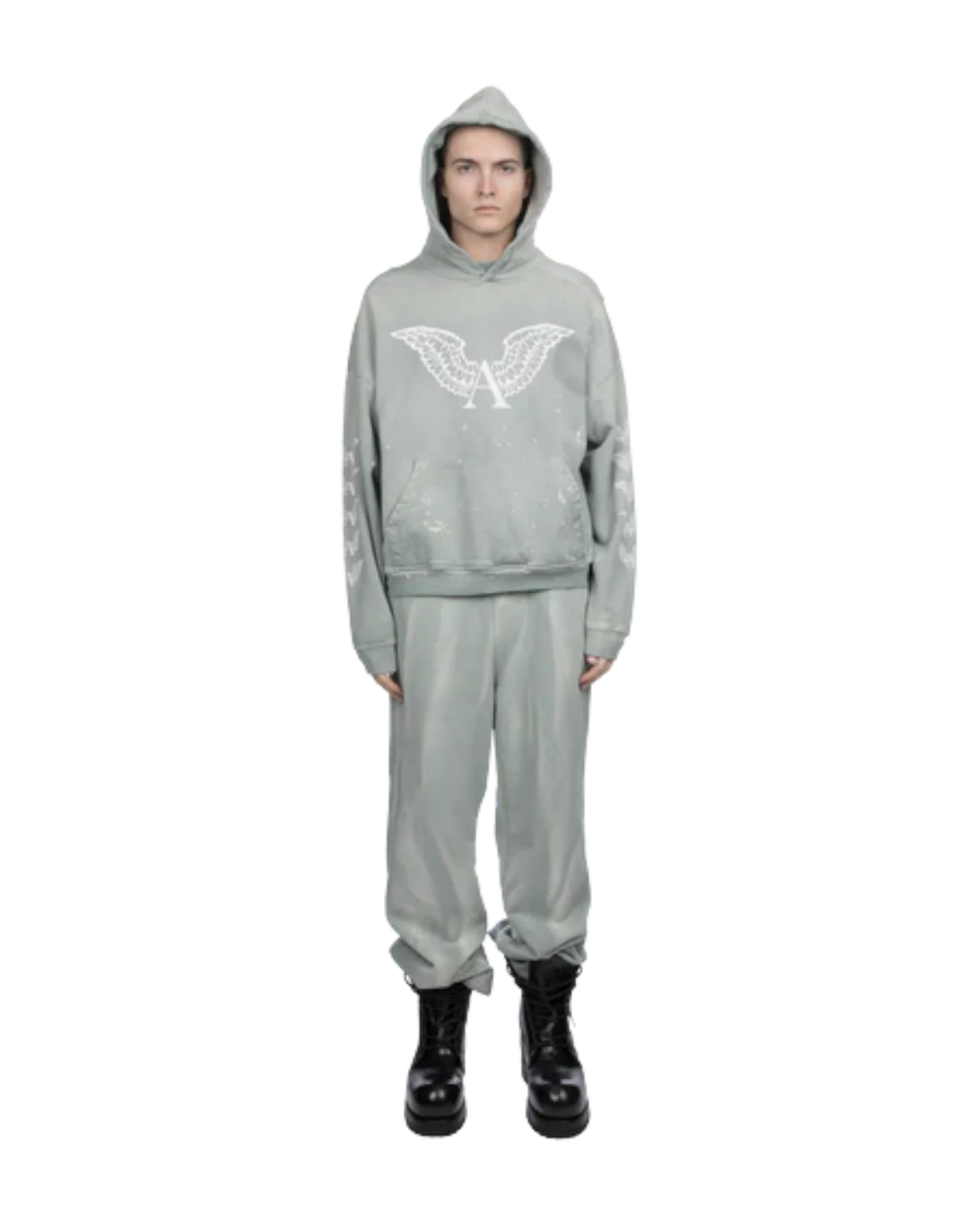 Alexander Digenova Logo Hoodie Thrashed Sky Blue - Image 3