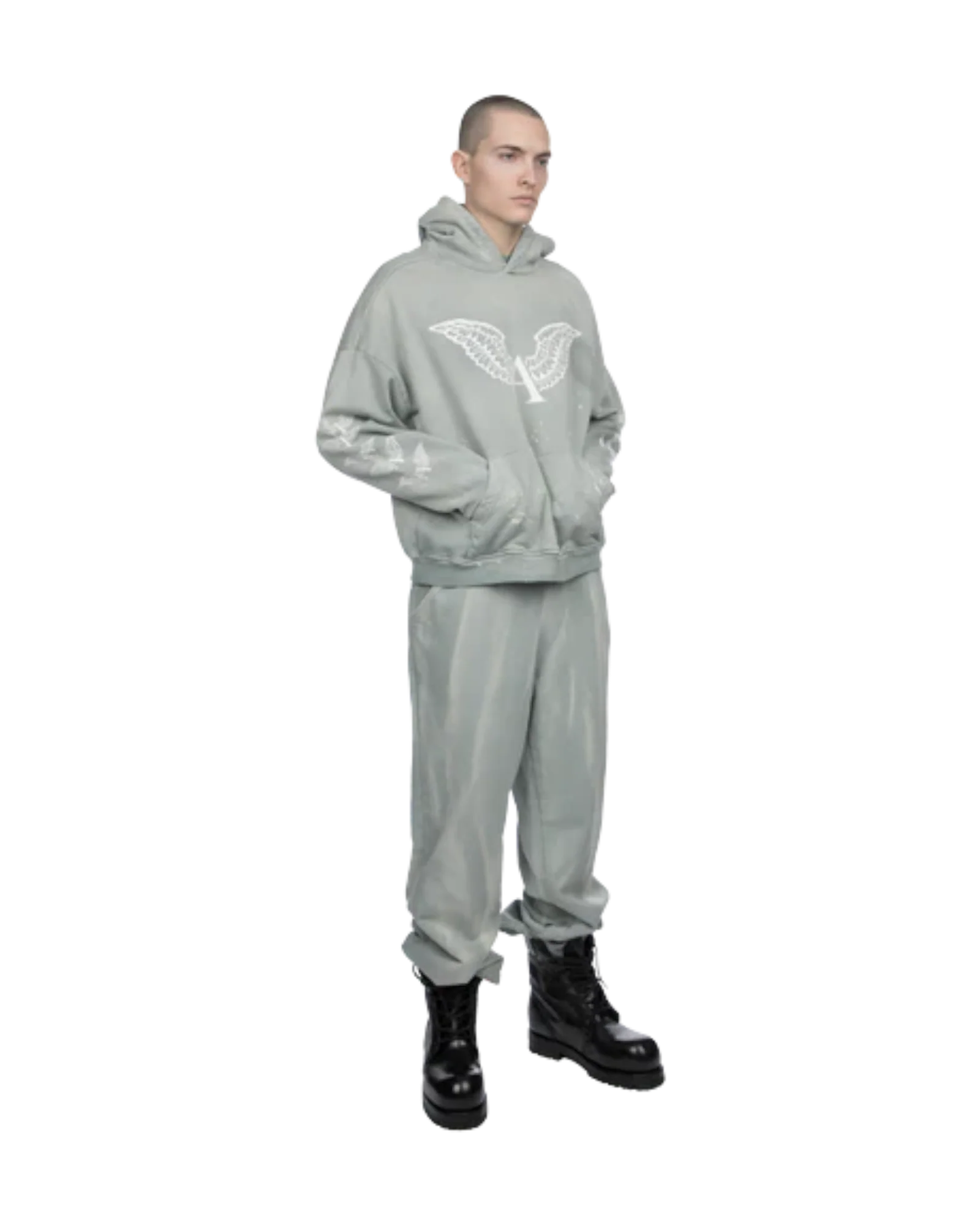 Alexander Digenova Logo Hoodie Thrashed Sky Blue - Image 4