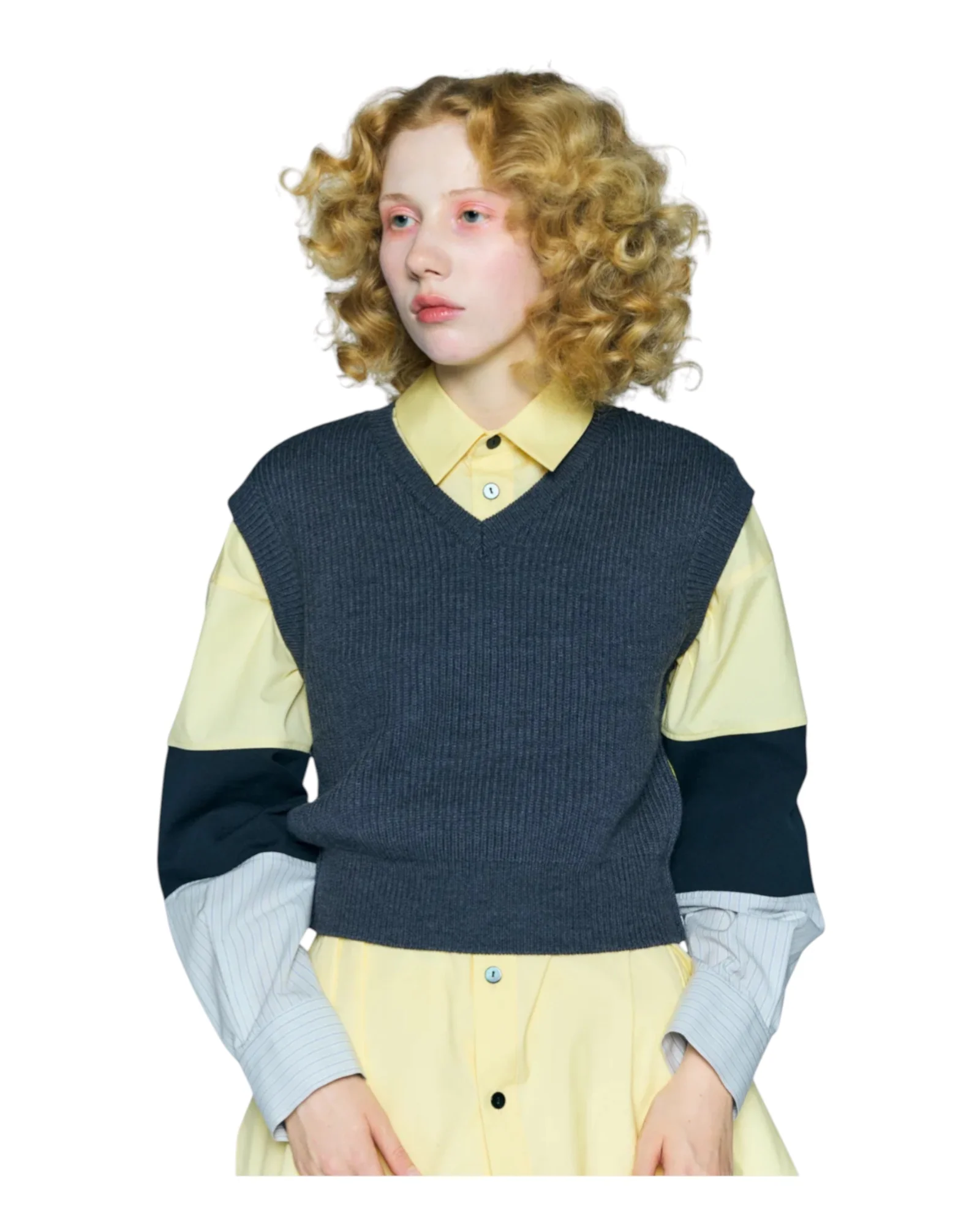 Enfold Knit VEST Charcoal Gray - Image 2