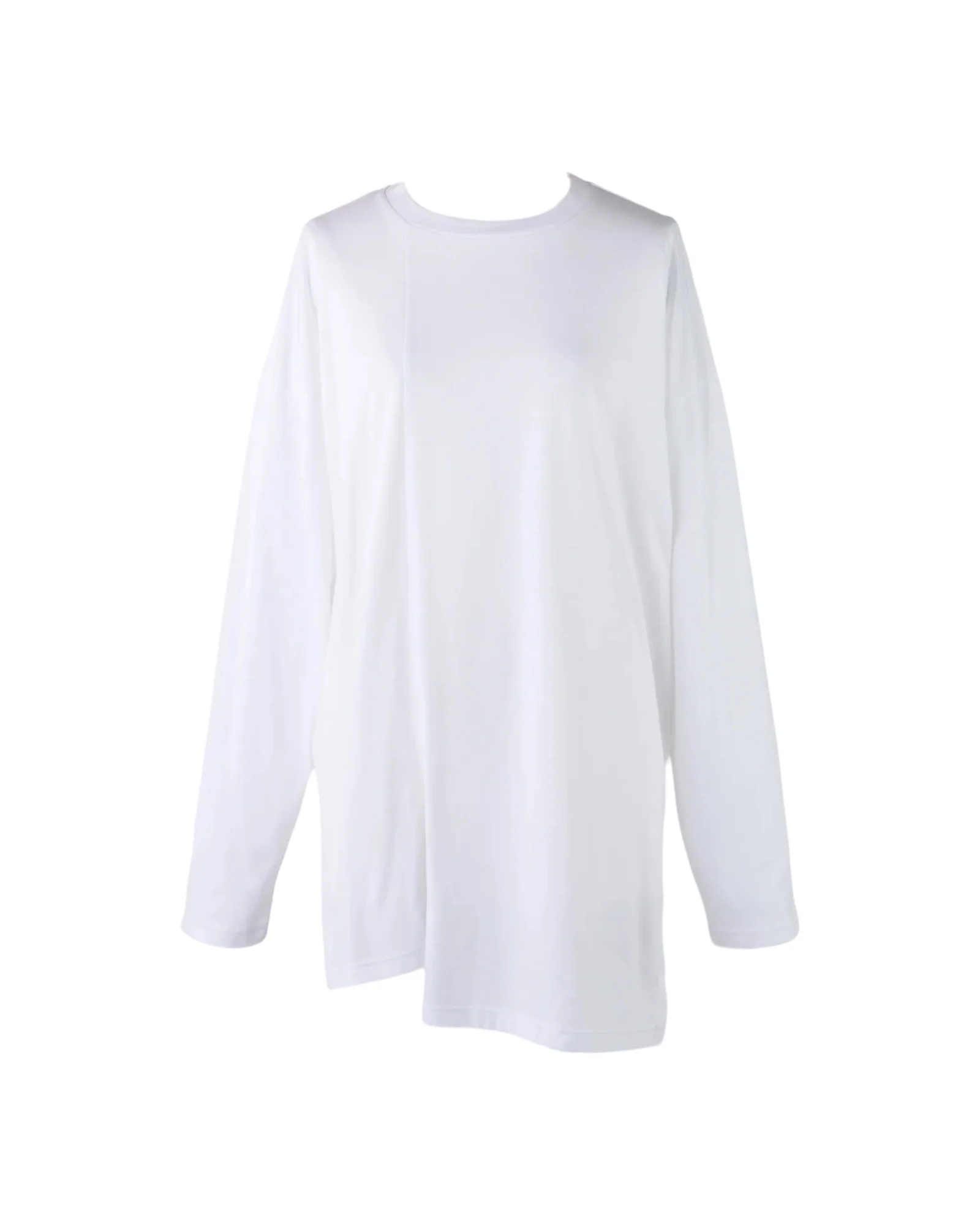 Enfold Slit Long Sleeves T-Shirt White