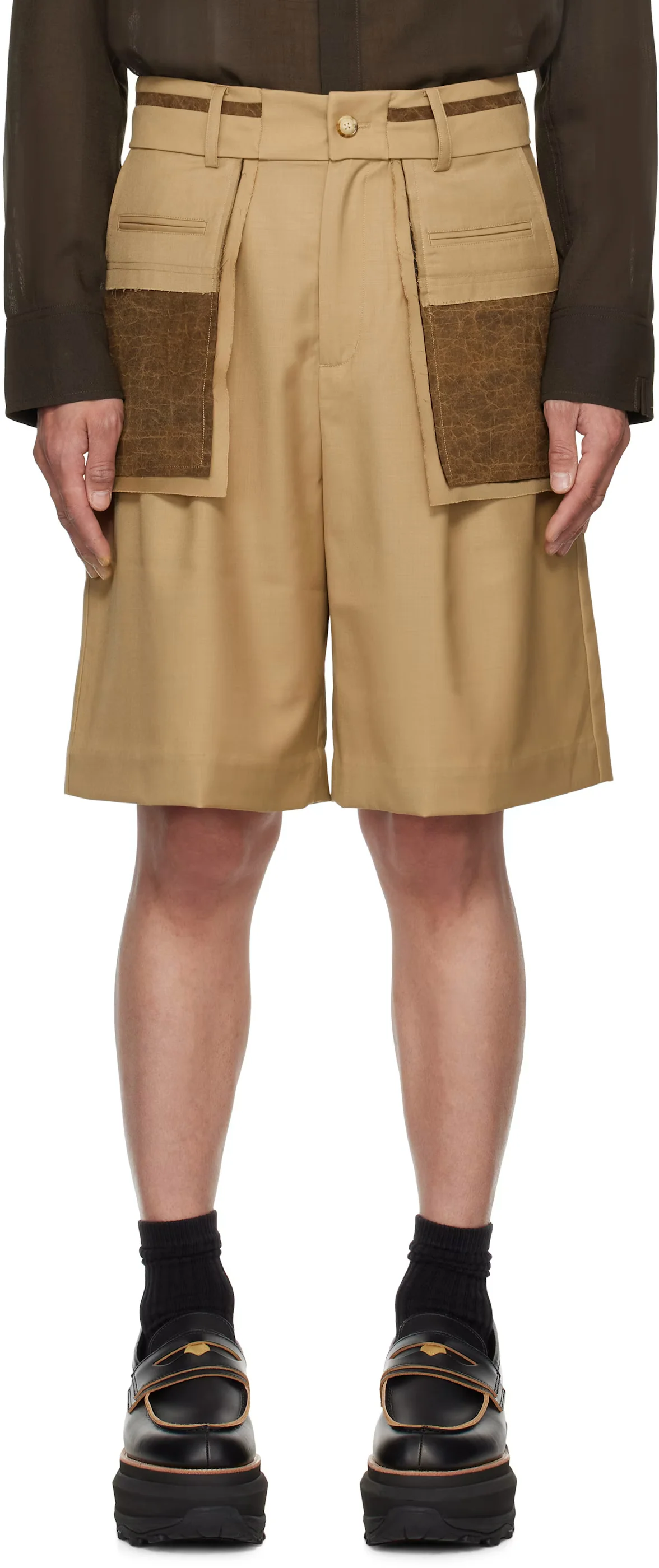 FengChenWang Reconstructed Patchwork Shorts - Image 2