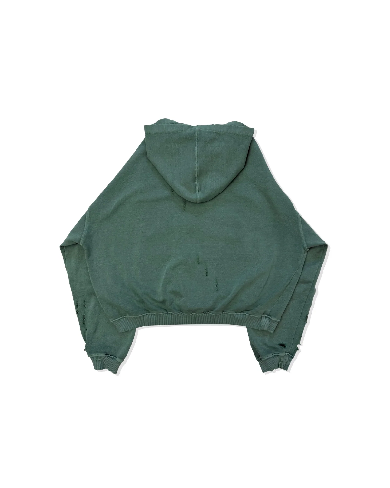 FFFPOSTALSERVICE Curved Zip Round Hem Hoodie Damaged Tokyo Green - Image 2