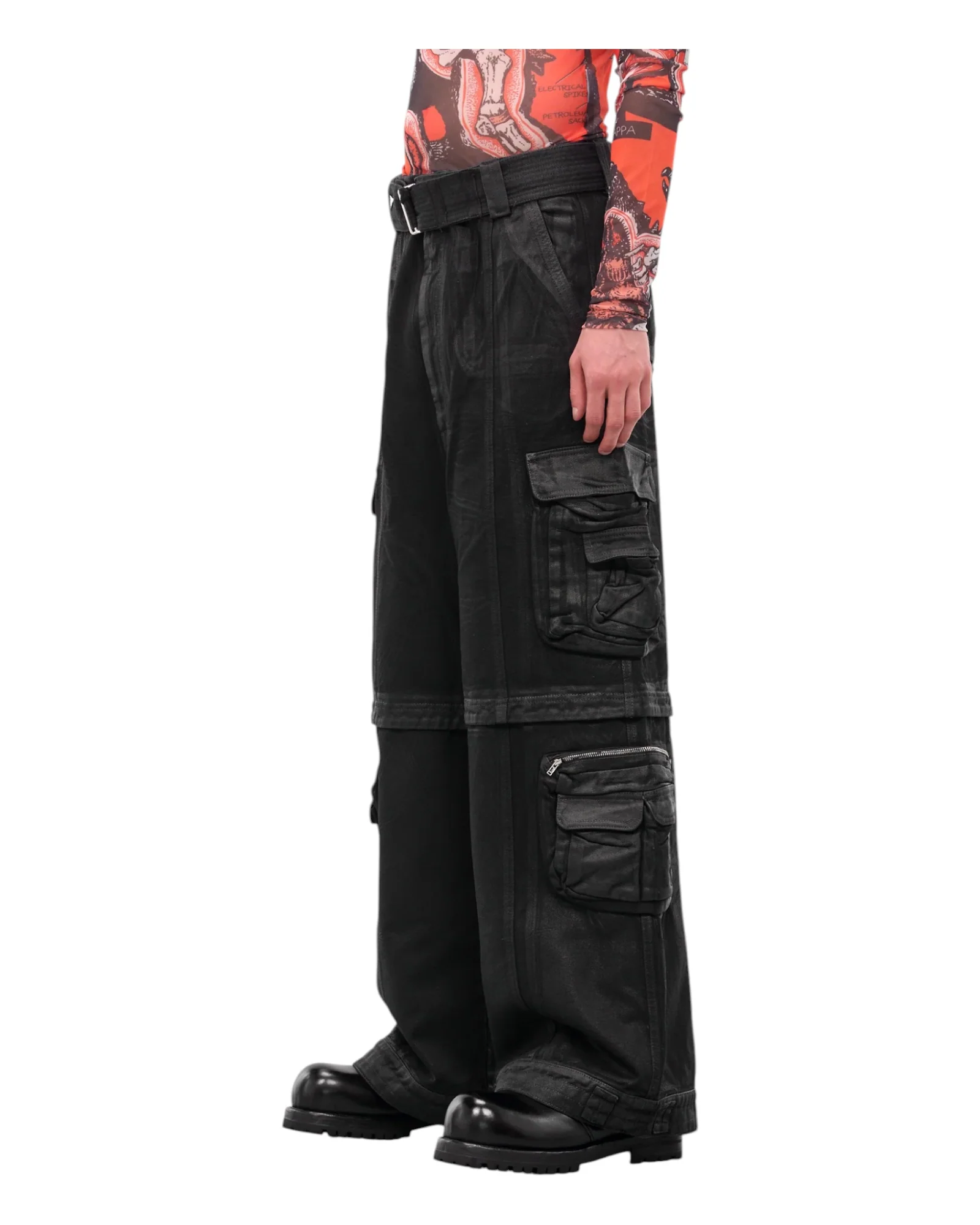 Luu Dan Cargo Jeans Coated Black - Image 2