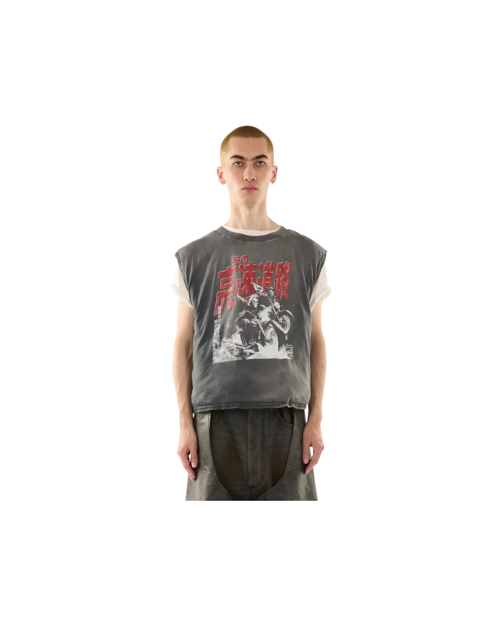 Luu Dan Wadded Sleeveless Tee Ghost Riders Red / Dark Smoke