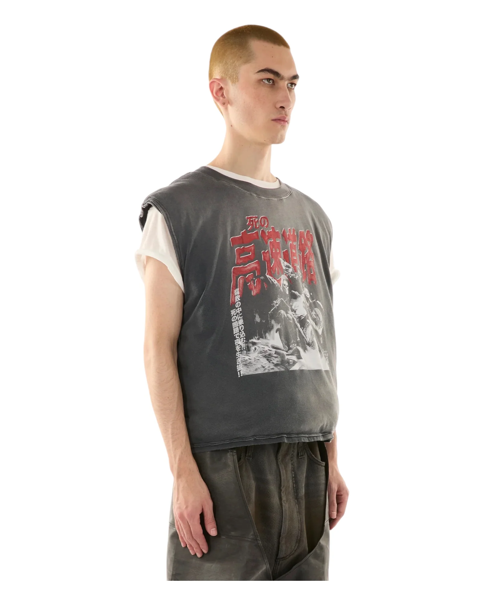 Luu Dan Wadded Sleeveless Tee Ghost Riders Red / Dark Smoke - Image 2