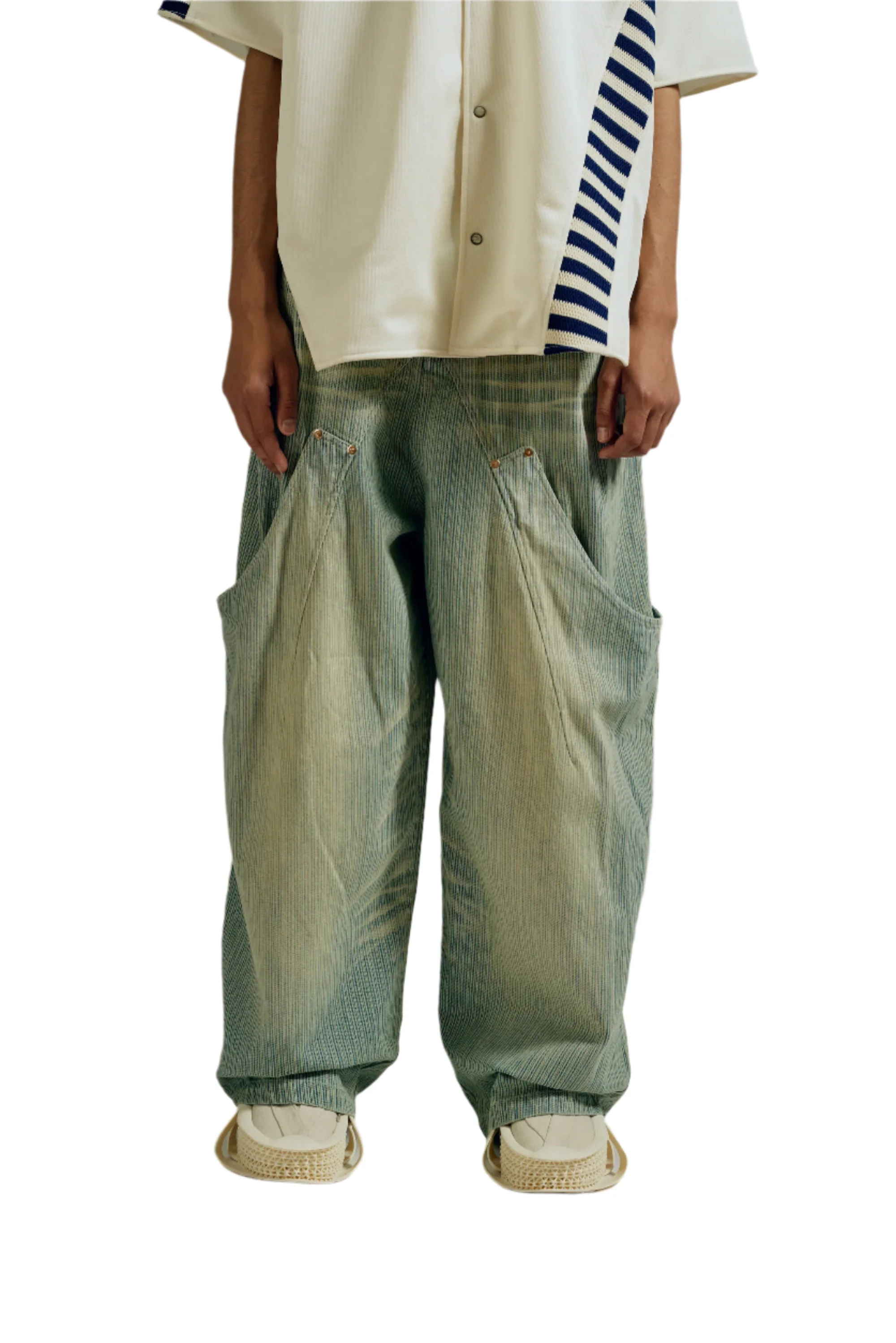 Namesake Billie Bibs Denim Pants Indigo Stripe - Image 3