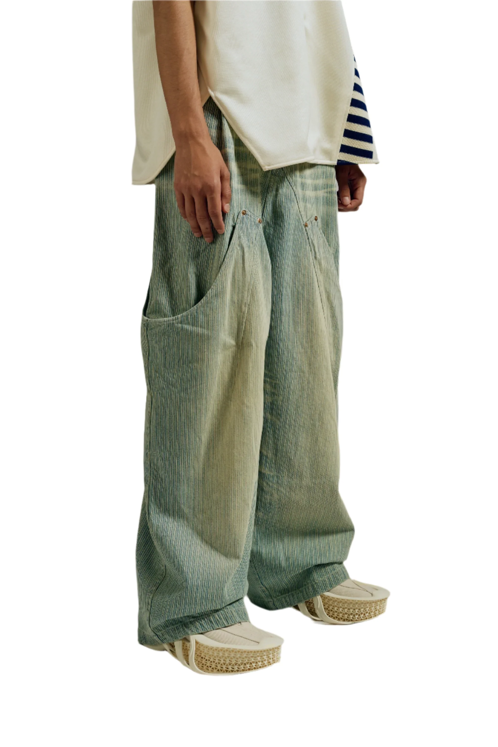 Namesake Billie Bibs Denim Pants Indigo Stripe - Image 5